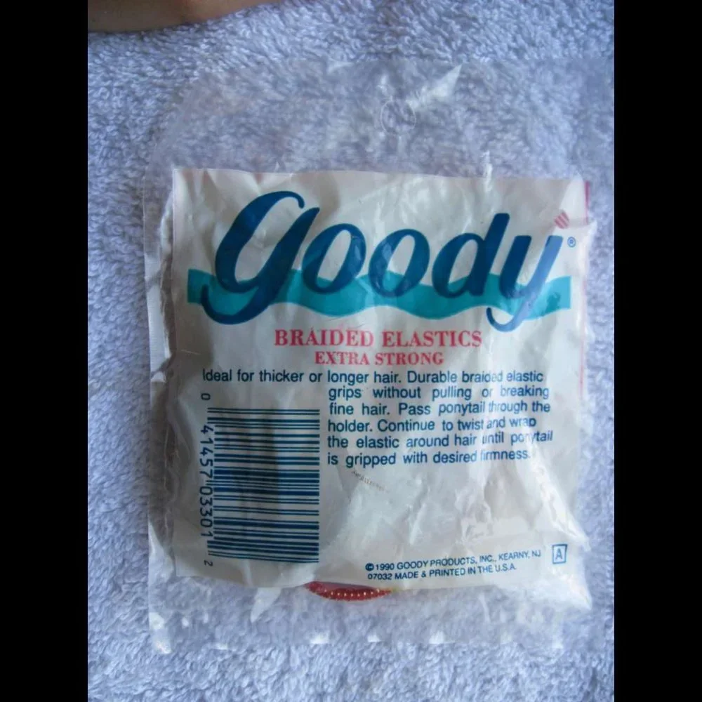 6 Goody 1990 U.S.A. Tinsel Woven With Metal Elastic Hair Bands Old Formula Mylar